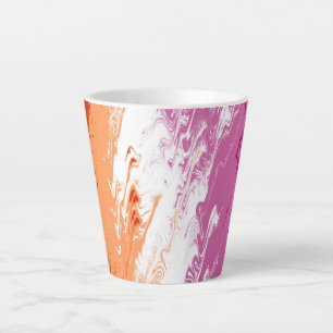 Caneca De Café Latte Bandeira do Orgulho Lésbico Abstrato Trippy Squigg