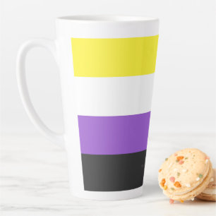 Caneca De Café Latte Bandeira do Orgulho Não Binário SlipperyJoe's amar