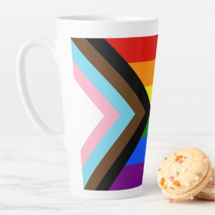 Caneca De Café Latte Bandeira do Orgulho Progressivo de SlipperyJoe sei