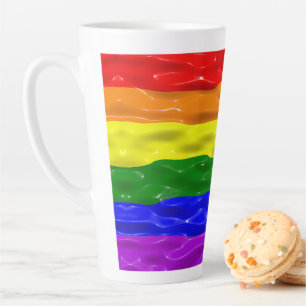 Caneca De Café Latte Bandeira do orgulho SlipperyJoe's líquido brilhant