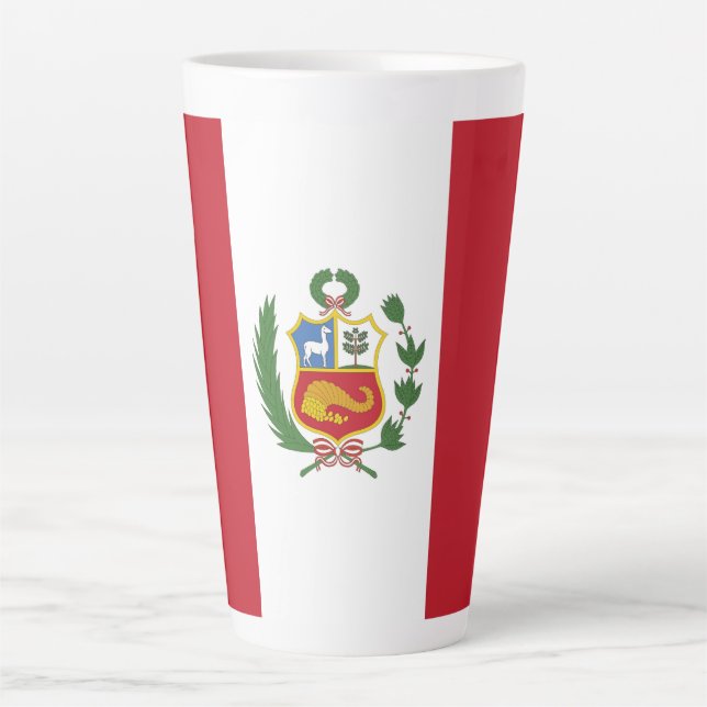 Caneca De Café Latte Bandeira do Peru (Frente)