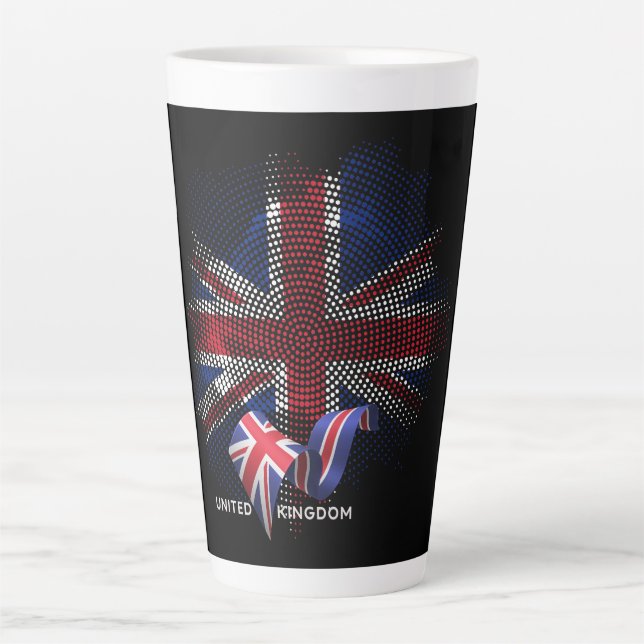 Caneca De Café Latte Bandeira do Reino Unido (Frente)