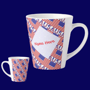 Caneca De Café Latte Bandeira dos Estados Unidos da América Personaliza