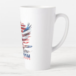 Caneca De Café Latte Bandeira e águia dos Estados Unidos.Liberdade.
