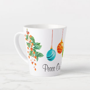 Caneca De Café Latte Bandeira E Ornamentos De Natal