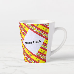 Caneca De Café Latte Bandeira Espanhola Tiled Personalizada
