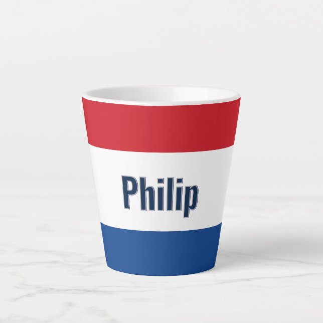 Caneca De Café Latte Bandeira holandesa Personalizada (Frente)