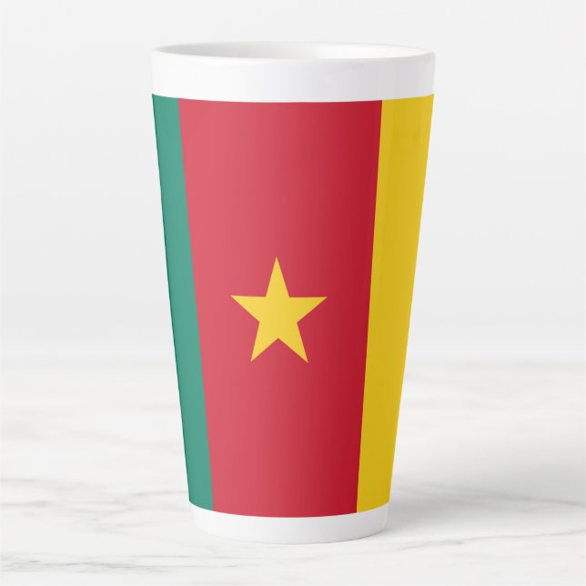 Caneca De Café Latte Bandeira Patriótica Camarões (Frente)