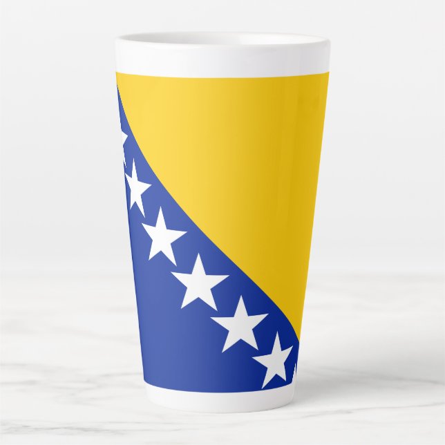 Caneca De Café Latte Bandeira Patriótica da Bósnia-Herzegovina (Frente)