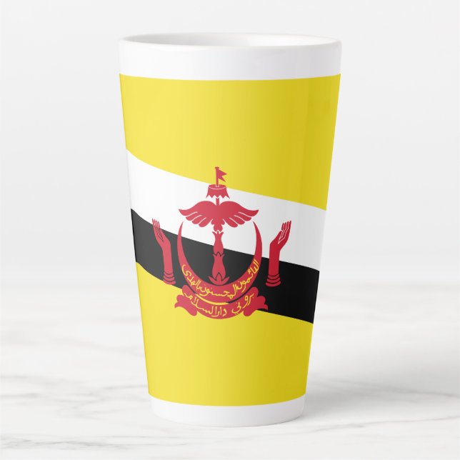 Caneca De Café Latte Bandeira Patriótica de Brunei (Frente)