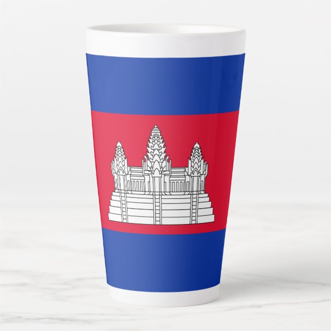 Caneca De Café Latte Bandeira Patriótica do Camboja (Frente)