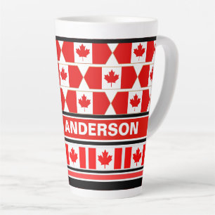 Caneca De Café Latte Bandeira Patriótica Personalizada do Canadá