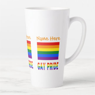 Caneca De Café Latte Bandeira Personalizada do Orgulho Gay Arco-Íris LG