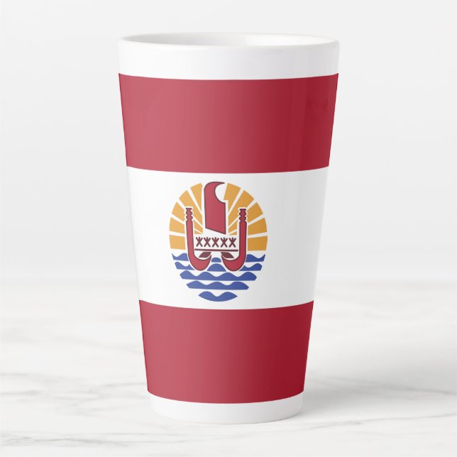 Caneca De Café Latte bandeira Polinésia Francesa (Frente)