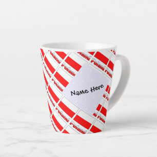 Caneca De Café Latte Bandeira Polonesa Personalizada Preta