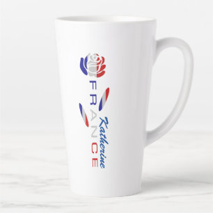 Caneca De Café Latte Bandeira Rosa Francesa Personalizada