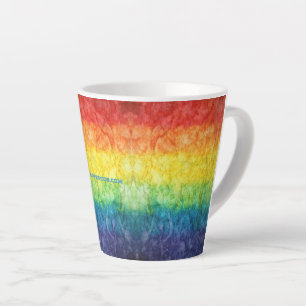 Caneca De Café Latte Bandeira tie-dye da SlipperyJoe's arco-íris pressi