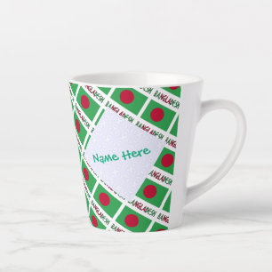 Caneca De Café Latte Bangladesh Bandeira Bangladeshi Tiled Verde Pessoa