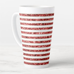 Caneca De Café Latte Banhas Douradas de Brilho Vermelho de Natal