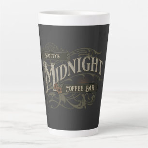 Caneca De Café Latte Bar de café da meia-noite Vintage