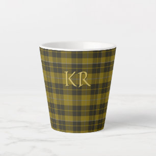 Caneca De Café Latte Barclay Tartan com as suas iniciais, Xadrez escoce