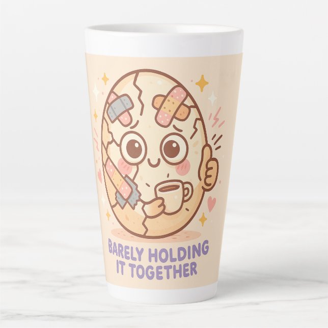 Caneca De Café Latte Barely Holding It Together (Frente)