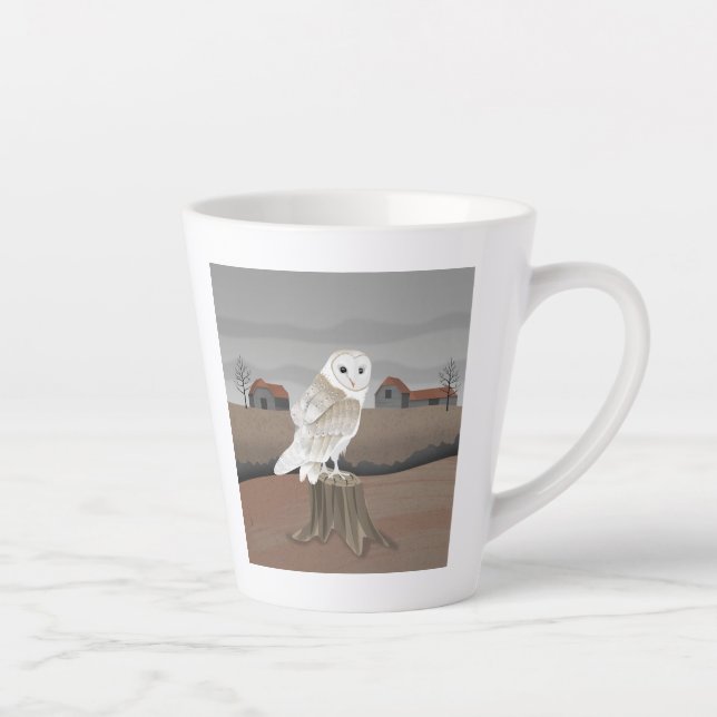 Caneca De Café Latte Barn Owl (Direita)