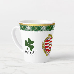 Caneca De Café Latte Barrett Irish Shield & Tartan Personalizado