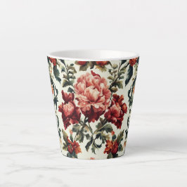 Caneca De Café Latte Barroco italiano. Flores e Folhas Chic
