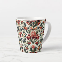 Caneca De Café Latte Barroco italiano. Flores e Folhas Chic