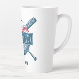 Caneca De Café Latte Baseball de nome personalizado