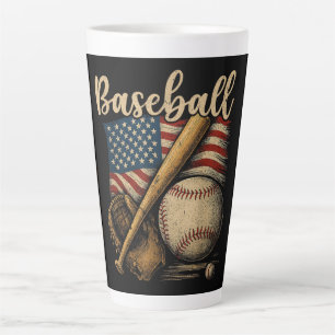 Caneca De Café Latte Basebol Patriótico Bandeira Americana Esportes Vin