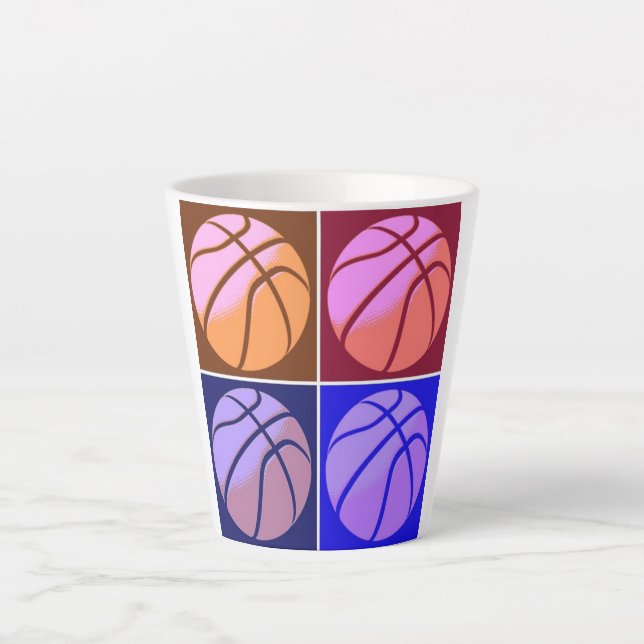 Caneca De Café Latte Basquete de pop (Frente)