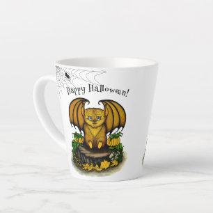 Caneca De Café Latte Bat Bonito do Halloween
