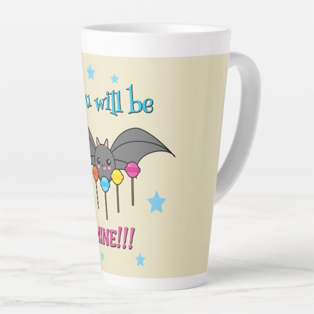 Caneca De Café Latte Bat Craving Lollipops - Você Será Meu (Ângulo direito)