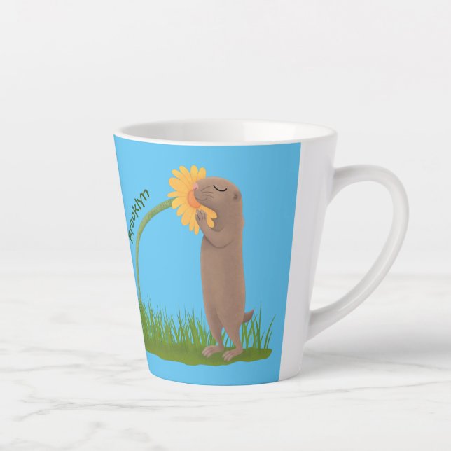 Caneca De Café Latte BD de cãozinho da pradaria (Direita)