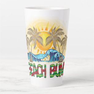 Caneca De Café Latte Beach Bum Ondas Oceânicas Tropical