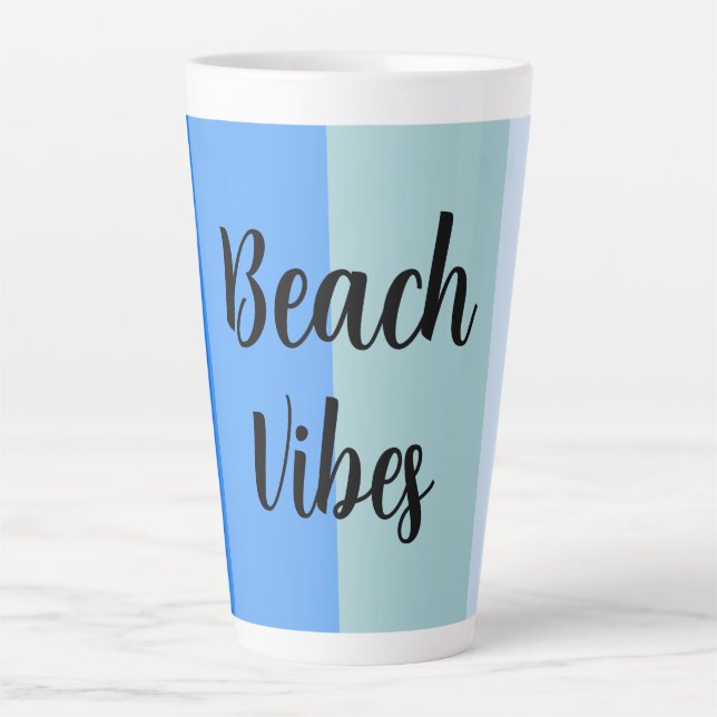 Caneca De Café Latte Beach Vibes, Blue Stripes (Frente)