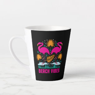 Caneca De Café Latte Beach Vibes Pink Flamingos-19501