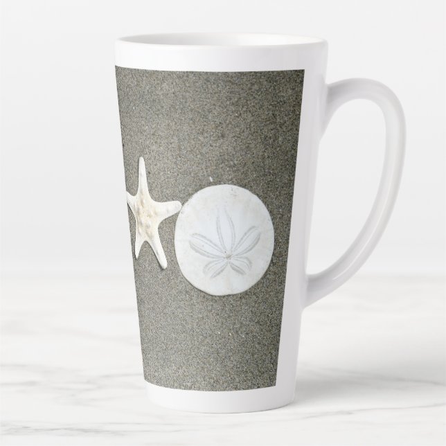 Caneca De Café Latte Beach X's e O's Photo Latte Coffee Mug (Direita)