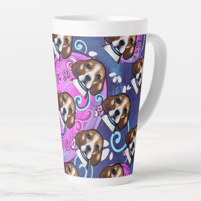 Caneca De Café Latte Beagle (Ângulo direito)