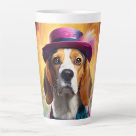 Caneca De Café Latte Beagle em fantasia vibrante