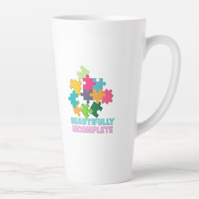 Caneca De Café Latte Beautifully Incomplete Colorful Puzzle Piece (Direita)