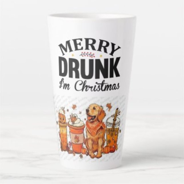 Caneca De Café Latte "Bebado Feliz eu sou o Natal" Humorous FesLatte Mu (Criador carregado)