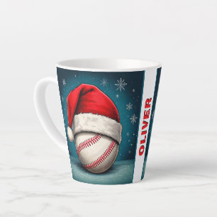 Caneca De Café Latte Beball Ball Red Santa Hat Natal Natal