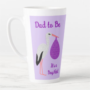 Caneca De Café Latte Bebê de gênero neutro Roxo Pai Futuro Papai