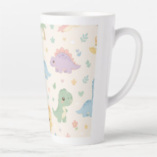 Caneca De Café Latte Bebê Dinossauro Fofo Padrão Pastel Sem Costura par