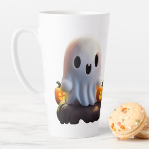 Caneca De Café Latte Bebê Fantasma Caráter de Dia das Bruxas