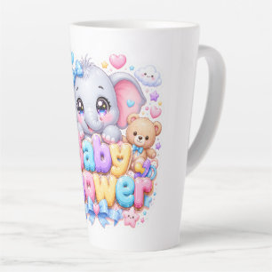 Caneca De Café Latte Bebê Fofo Kawaii Chuveiro de Elefante Teddy Rosa P