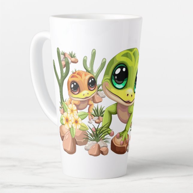 Caneca De Café Latte Bebê Geckos Personagens de desenho animados (Ângulo esquerdo)